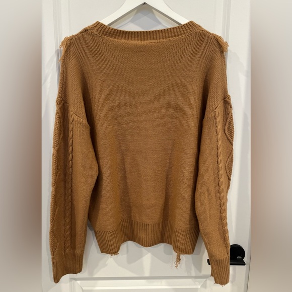 Jodifl Camel Fringe Western Cable Knit Sweater Boho Women’s Size M - Picture 4 of 8